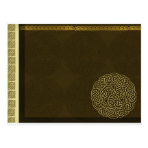 Celtic knot in dark brown with gold accent postcard