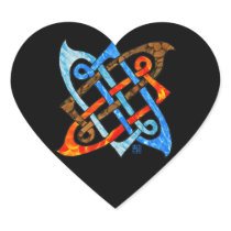 Celtic Knot of the Elements-Earth,Air,Fire,Water Heart Stickers