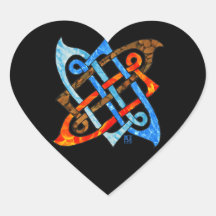 Celtic Knot of the Elements-Earth,Air,Fire,Water Heart Stickers