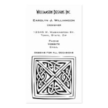 Celtic Knot Square Block Design Black White Custom Business Card Templates