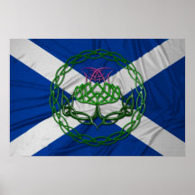 Celtic Knot Thistle And Flag Posters