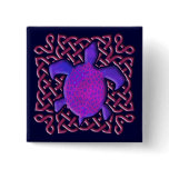 Celtic Knot Turtle (Purple) Button
