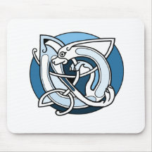 Celtic Knotwork Design - Blue Dog Mouse Pads
