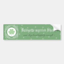 Celtic Mist Happily Married Bumper Sticker, Green