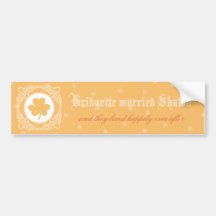 Celtic Mist Happily Married Bumper Sticker, Peach