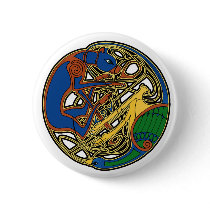 Celtic Pins and Buttons Hound and Bird Design #2