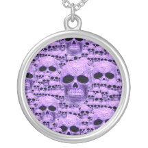 Celtic purple skull collage pendants