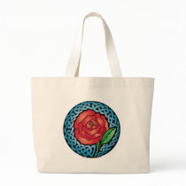 Celtic Stained Glass Rose Tote Bags