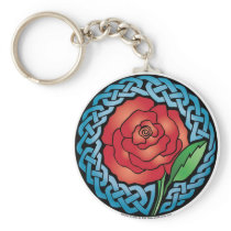 Celtic Stained Glass Rose Keychain