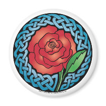 Celtic Stained Glass Rose Fridge Magnets