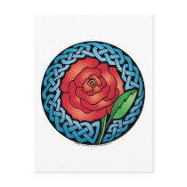 Celtic Stained Glass Rose Postcard