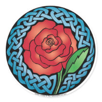 Celtic Stained Glass Rose Round Stickers