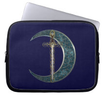 Celtic Sword And Moon Laptop Computer Sleeves