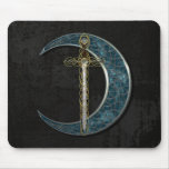 Celtic Sword and Moon with Grunge Wall mousepads