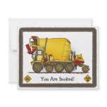 Cement Mixer Truck Kids Party Invitation