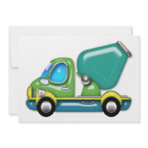 Cement Truck in Blue Green and Yellow