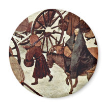 Census At Bethlehem, Detail By Bruegel D. Ä. Piete Refrigerator Magnet