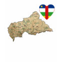 Centrafrique Flag Heart and Map T-Shirt