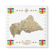 Centrafrique Map + Flags Magnet