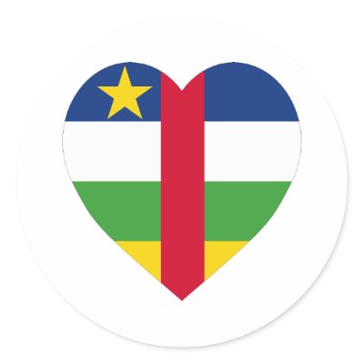 Central African Republic Flag Heart Round Sticker by Vexillophile