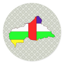 Central African Republic Flag Map full size Round Stickers