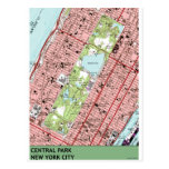 Central Park New York City Vintage Map Post Card