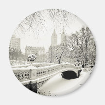 Central Park Winter - Snow on Bow Bridge Fridge Magnets