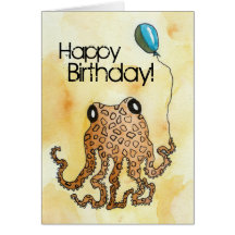 Cephalopod Birthday Greeting Cards
