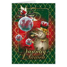 cerdyn Nadolig - 	Welsh Patriotic Christmas Card