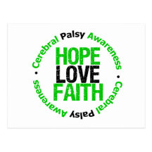 Cerebral Palsy HOPE LOVE FAITH Support Post Card