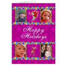 Cerise Portrait Template Christmas Card