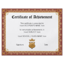 CERTIFICATE OF ACHIEVEMENT