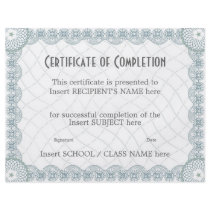 CERTIFICATE OF COMPLETION