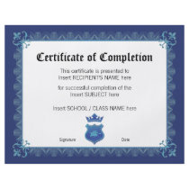 CERTIFICATE OF COMPLETION