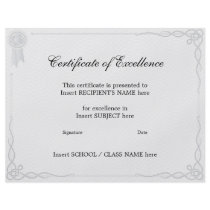 CERTIFICATE OF EXCELLENCE