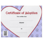 Certificate of Pet Adoption
