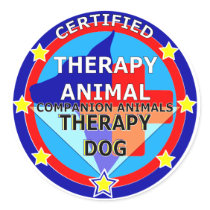 CERTIFIED THERAPY ANIMAL - THERAPY DOG ROUND STICKER
