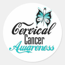 Cervical Cancer Awareness Butterfly Round Sticker