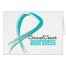 Cervical Cancer  Awareness Grunge Ribbon Card