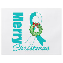 Cervical Cancer Awareness Merry Christmas Ribbon Flyer Design