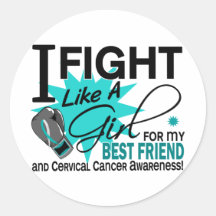 Cervical Cancer Fight Like A Girl Best Friend 11 Round Stickers