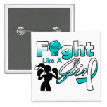 Cervical Cancer Fight Like A Girl Silhouette Pinback Button