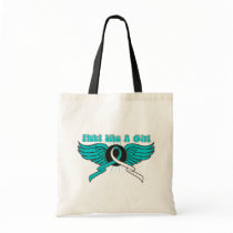 Cervical Cancer Fight Like A Girl Wings Tote Bags