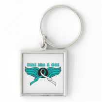 Cervical Cancer Fight Like A Girl Wings Key Chains