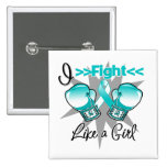 Cervical Cancer I Fight Like a Girl With Gloves Pinback Button