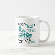 CERVICAL CANCER I Wear Teal and White For ME 45 Mugs