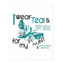 CERVICAL CANCER I Wear Teal and White For My Aunt Postcard