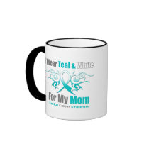 Cervical Cancer I Wear Teal and White Mum Coffee Mug