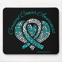 Cervical Cancer Mosaic Heart Ribbon Mousepad