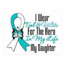 Cervical Cancer Ribbon My Hero My Daughter Postcard